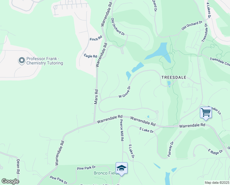 map of restaurants, bars, coffee shops, grocery stores, and more near 4000 West Grove Way in Gibsonia