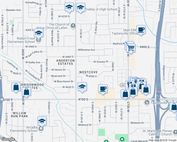 map of restaurants, bars, coffee shops, grocery stores, and more near in West Valley City