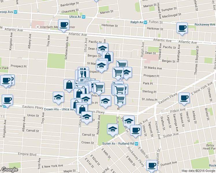 map of restaurants, bars, coffee shops, grocery stores, and more near in Brooklyn
