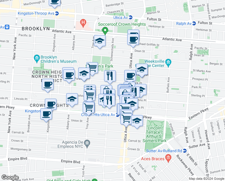 map of restaurants, bars, coffee shops, grocery stores, and more near in Brooklyn