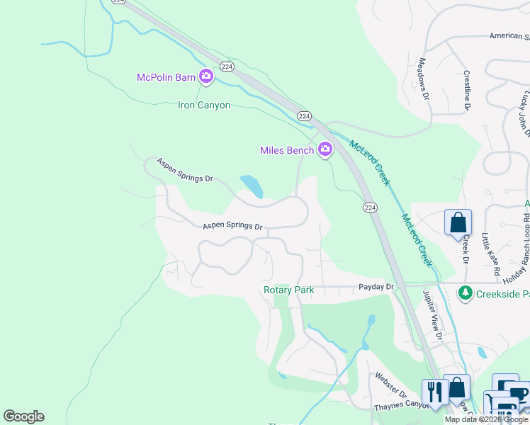 map of restaurants, bars, coffee shops, grocery stores, and more near 2547 Aspen Springs Drive in Park City
