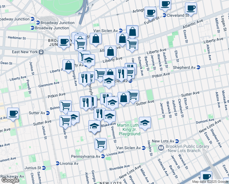map of restaurants, bars, coffee shops, grocery stores, and more near 444 Belmont Avenue in Brooklyn