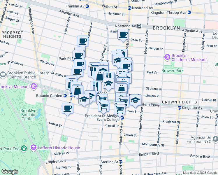 map of restaurants, bars, coffee shops, grocery stores, and more near 772 Saint Johns Place in Brooklyn