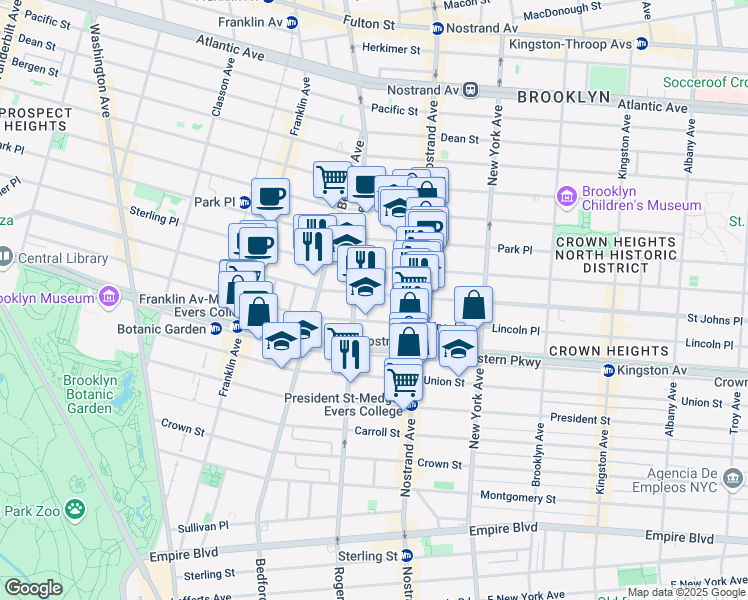 map of restaurants, bars, coffee shops, grocery stores, and more near 784 Saint Johns Place in Brooklyn