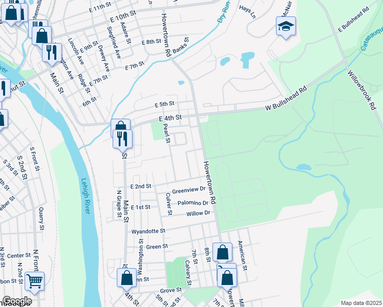 map of restaurants, bars, coffee shops, grocery stores, and more near 211 Diamond Street in Northampton