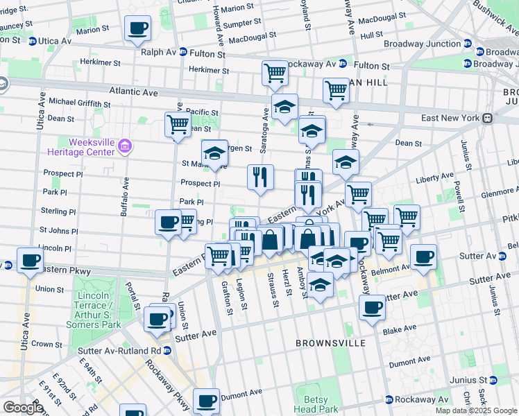 map of restaurants, bars, coffee shops, grocery stores, and more near in Brooklyn