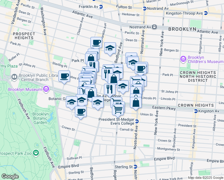 map of restaurants, bars, coffee shops, grocery stores, and more near 661 Lincoln Place in Brooklyn