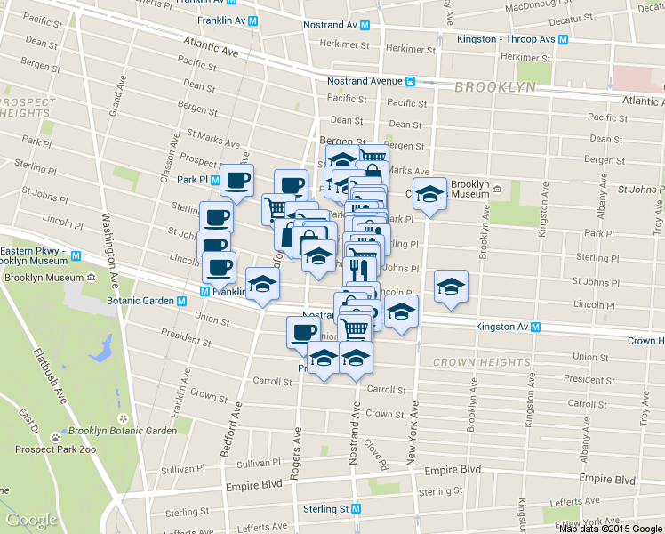 map of restaurants, bars, coffee shops, grocery stores, and more near 753 Lincoln Place in Brooklyn