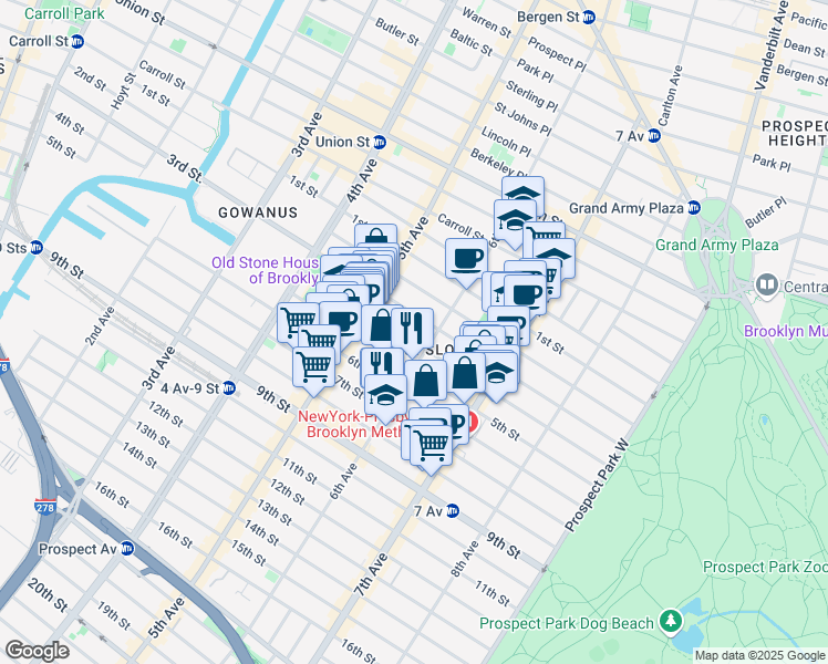 map of restaurants, bars, coffee shops, grocery stores, and more near in Brooklyn