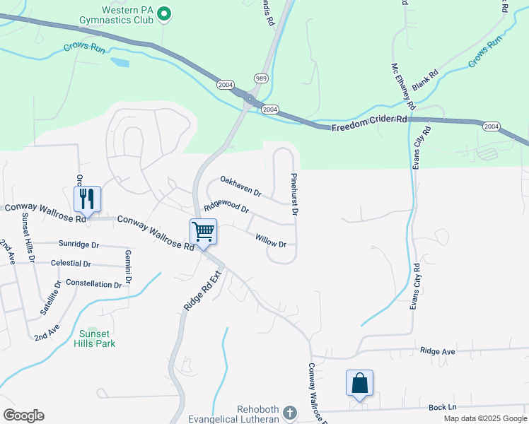 map of restaurants, bars, coffee shops, grocery stores, and more near 175 Sherwood Drive in Freedom