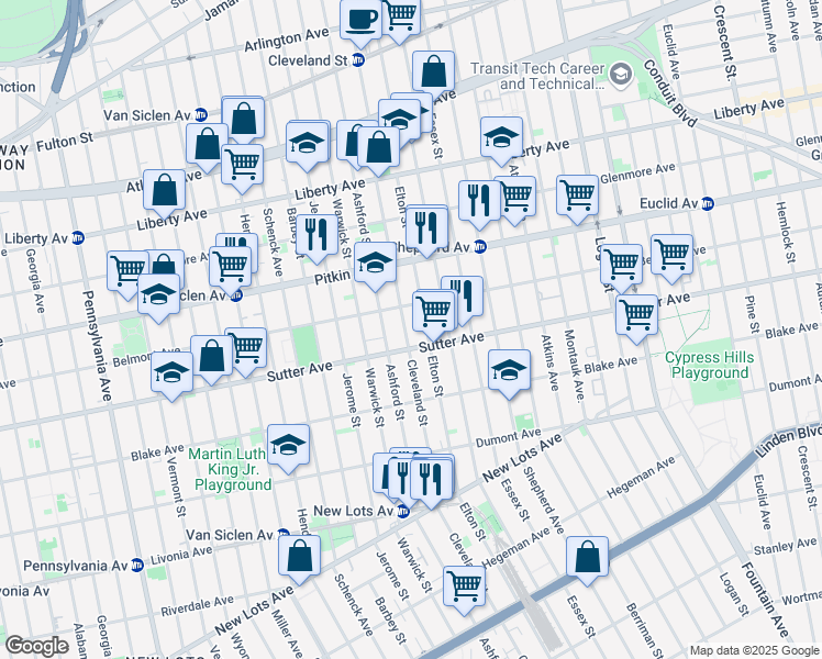 map of restaurants, bars, coffee shops, grocery stores, and more near in Brooklyn