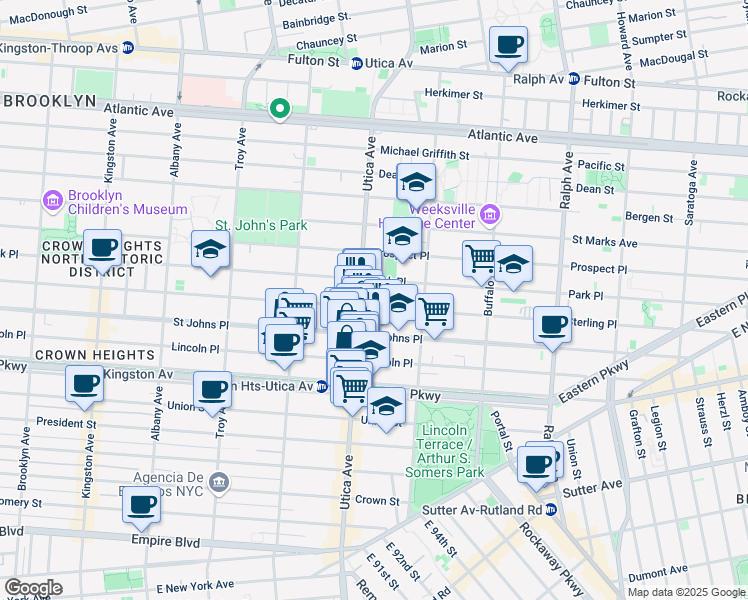 map of restaurants, bars, coffee shops, grocery stores, and more near in Brooklyn