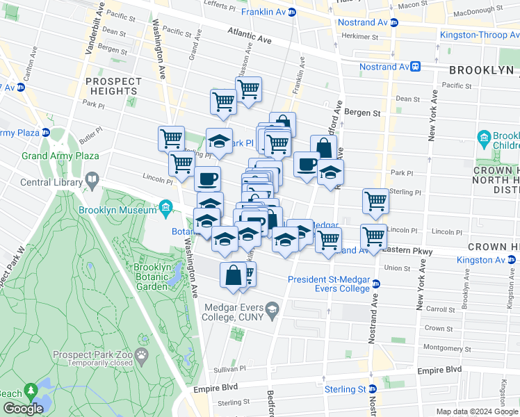 map of restaurants, bars, coffee shops, grocery stores, and more near in Brooklyn