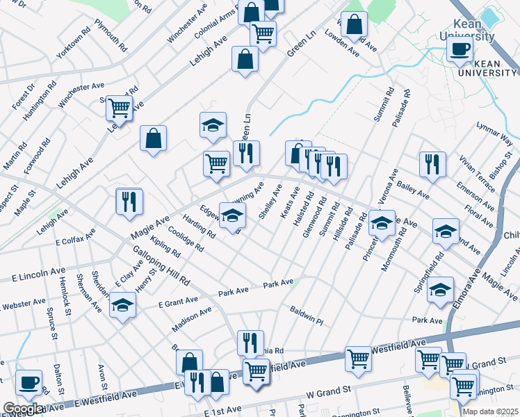 map of restaurants, bars, coffee shops, grocery stores, and more near 981 Byron Avenue in Elizabeth