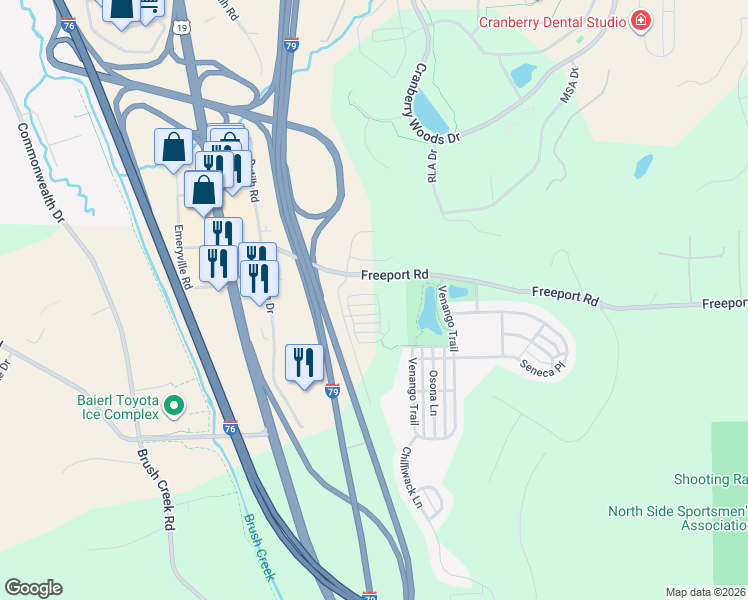map of restaurants, bars, coffee shops, grocery stores, and more near 2006 Hemlock Lane in Mars