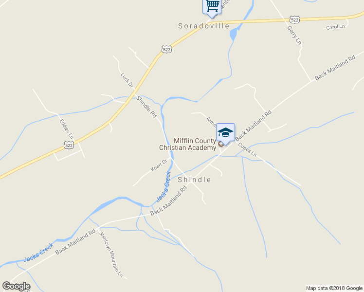 map of restaurants, bars, coffee shops, grocery stores, and more near 63 Shindle Road in McClure