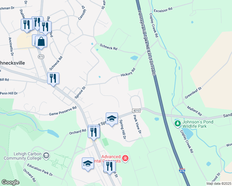 map of restaurants, bars, coffee shops, grocery stores, and more near 4673 Colleen Drive in Schnecksville
