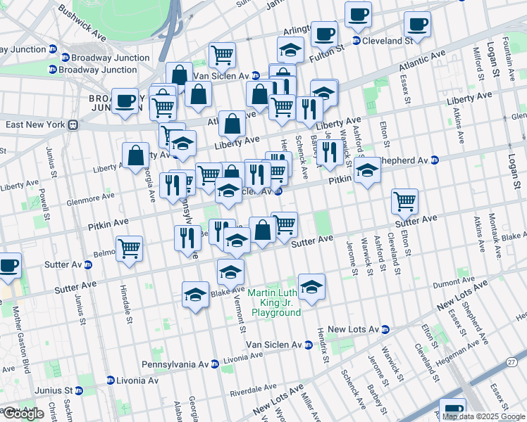 map of restaurants, bars, coffee shops, grocery stores, and more near in Brooklyn