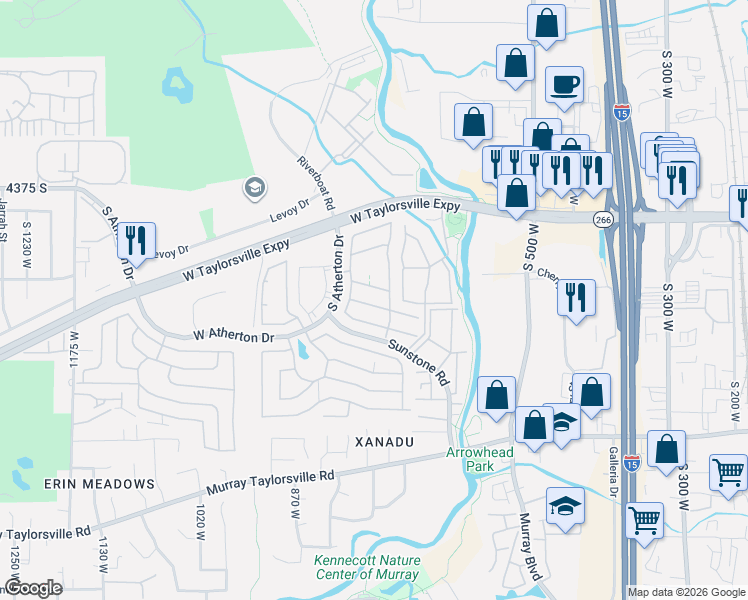 map of restaurants, bars, coffee shops, grocery stores, and more near 4535 South Bay Bridge Road in Taylorsville
