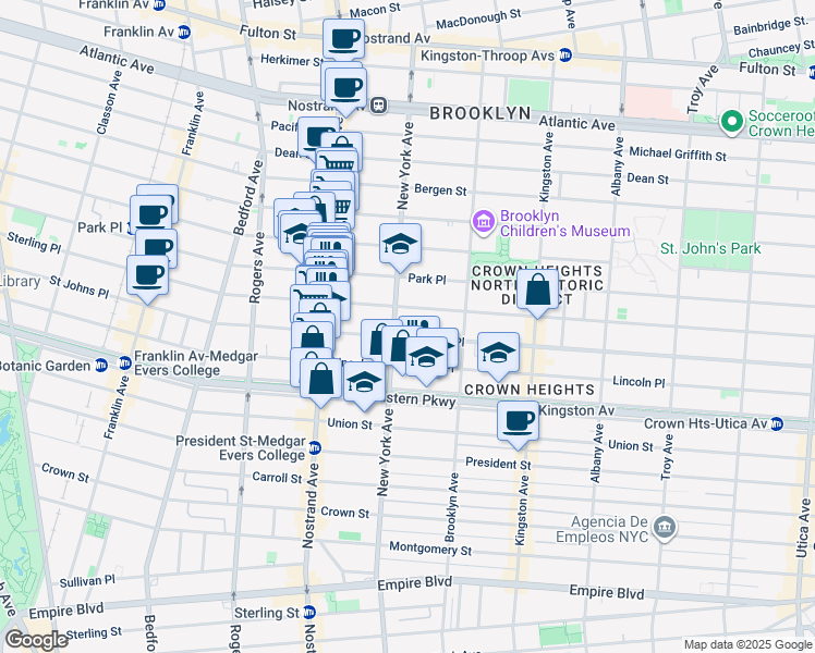 map of restaurants, bars, coffee shops, grocery stores, and more near 959 Sterling Place in Brooklyn