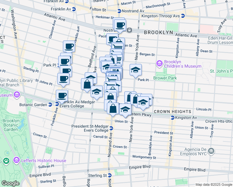 map of restaurants, bars, coffee shops, grocery stores, and more near 856 Sterling Place in Brooklyn