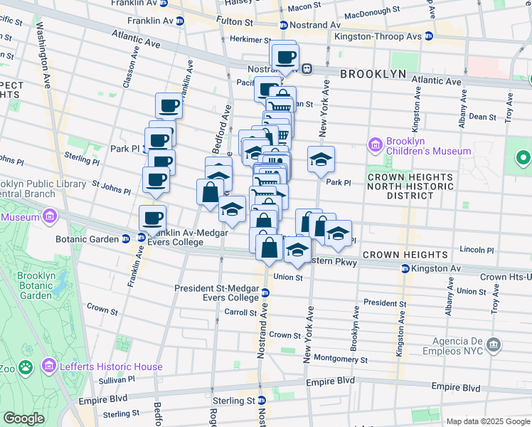 map of restaurants, bars, coffee shops, grocery stores, and more near 856 Sterling Place in Brooklyn