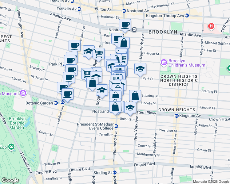 map of restaurants, bars, coffee shops, grocery stores, and more near 814 Sterling Place in Brooklyn