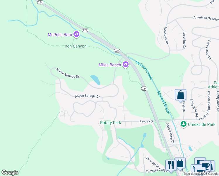map of restaurants, bars, coffee shops, grocery stores, and more near 2603 Aspen Springs Drive in Park City