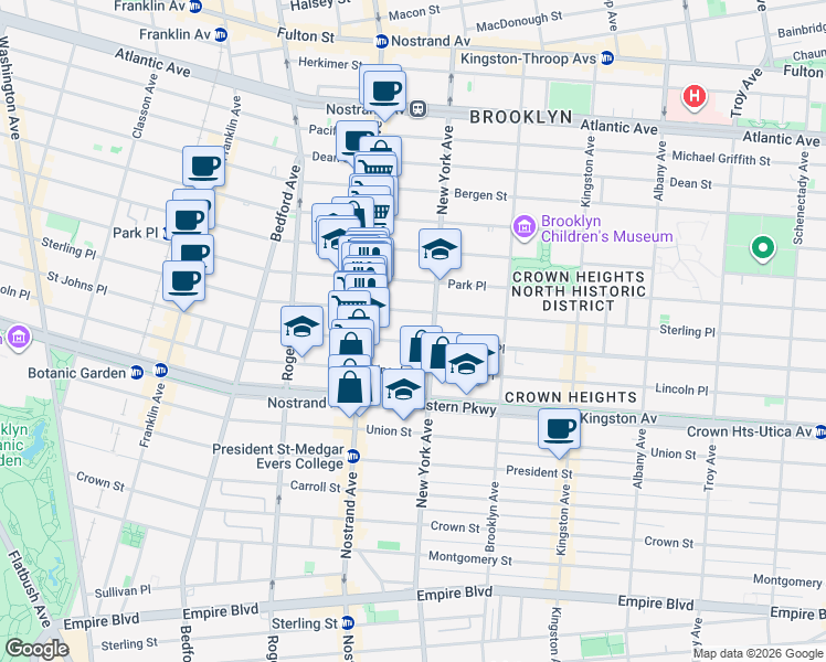 map of restaurants, bars, coffee shops, grocery stores, and more near 911 Sterling Place in Brooklyn