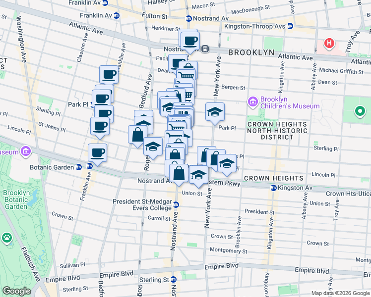 map of restaurants, bars, coffee shops, grocery stores, and more near 856 Sterling Place in Brooklyn