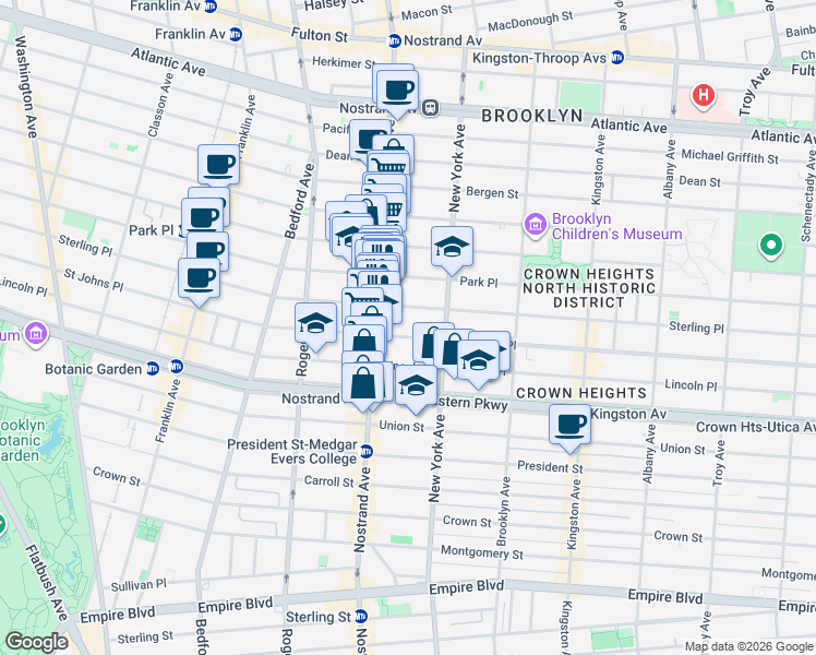 map of restaurants, bars, coffee shops, grocery stores, and more near 911 Sterling Place in Brooklyn