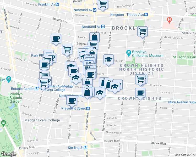 map of restaurants, bars, coffee shops, grocery stores, and more near 911 Sterling Place in Brooklyn