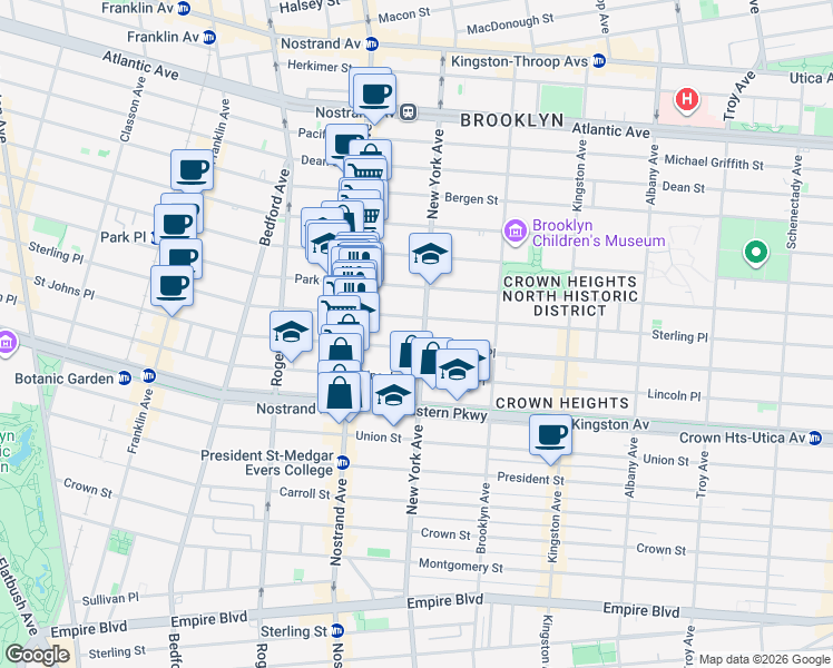 map of restaurants, bars, coffee shops, grocery stores, and more near 911 Sterling Place in Brooklyn