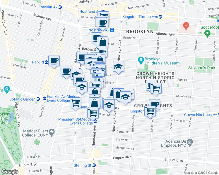 map of restaurants, bars, coffee shops, grocery stores, and more near 911 Sterling Place in Brooklyn