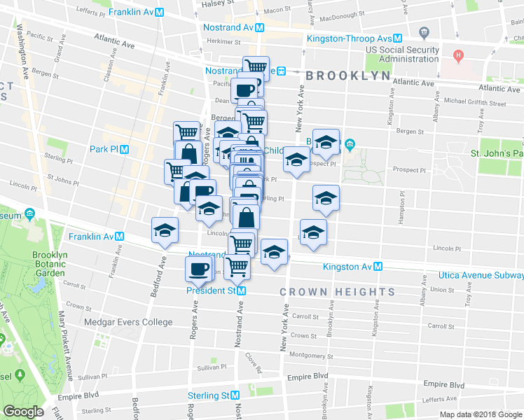 map of restaurants, bars, coffee shops, grocery stores, and more near 856 Sterling Place in Brooklyn