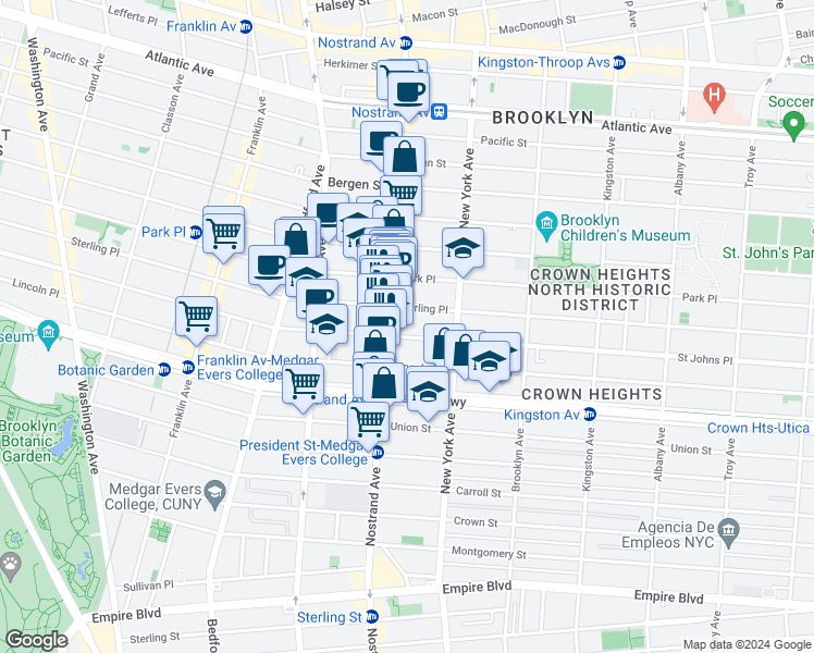 map of restaurants, bars, coffee shops, grocery stores, and more near 856 Sterling Place in Brooklyn