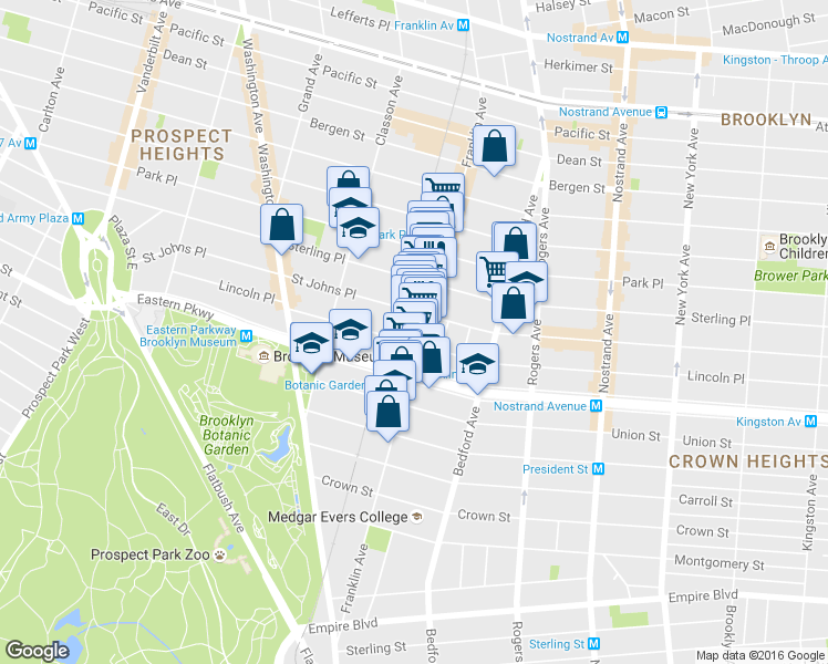 map of restaurants, bars, coffee shops, grocery stores, and more near 625 Saint Johns Place in Brooklyn