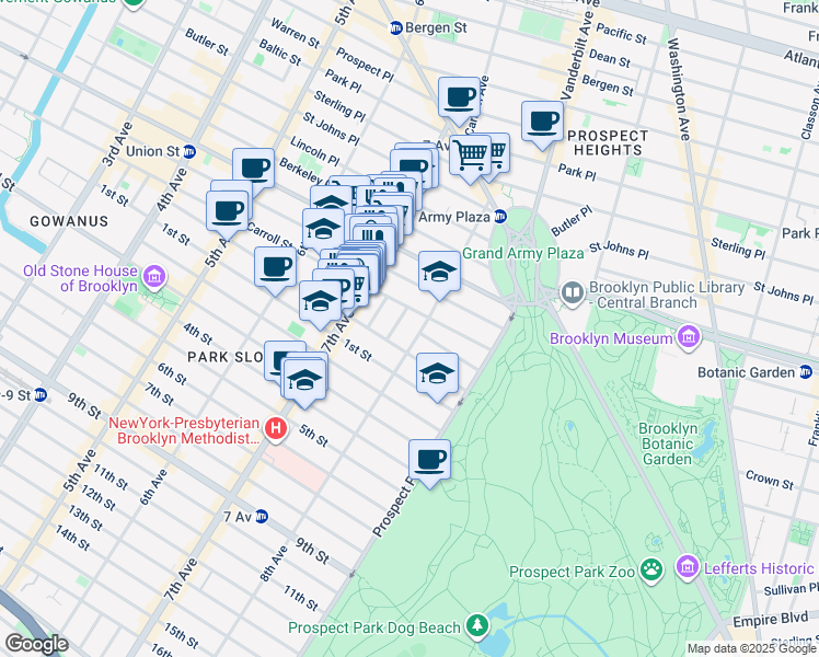 map of restaurants, bars, coffee shops, grocery stores, and more near 118 8th Avenue in Brooklyn