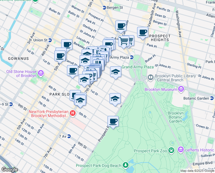 map of restaurants, bars, coffee shops, grocery stores, and more near 140 8th Avenue in Brooklyn