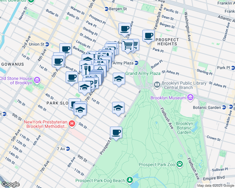 map of restaurants, bars, coffee shops, grocery stores, and more near 118 8th Avenue in Brooklyn