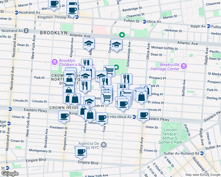 map of restaurants, bars, coffee shops, grocery stores, and more near in Brooklyn