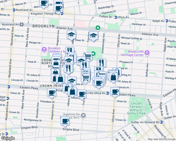 map of restaurants, bars, coffee shops, grocery stores, and more near in Brooklyn