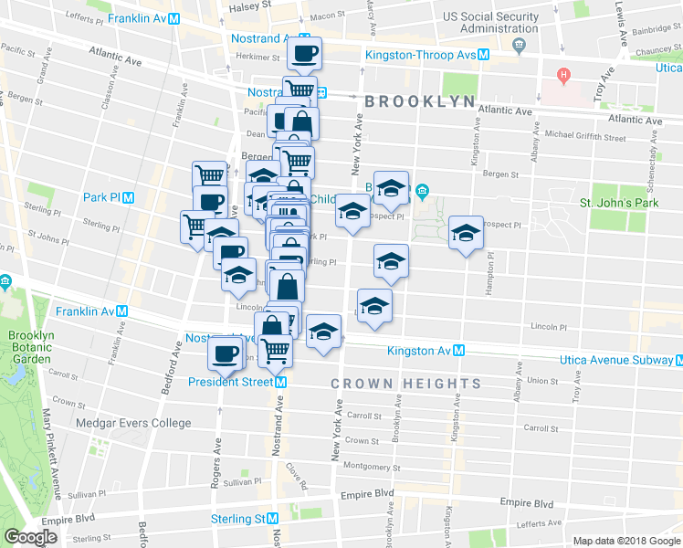 map of restaurants, bars, coffee shops, grocery stores, and more near 911 Sterling Place in Brooklyn