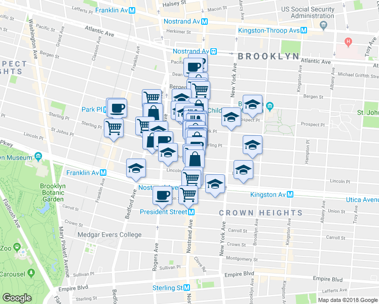 map of restaurants, bars, coffee shops, grocery stores, and more near 814 Sterling Place in Brooklyn