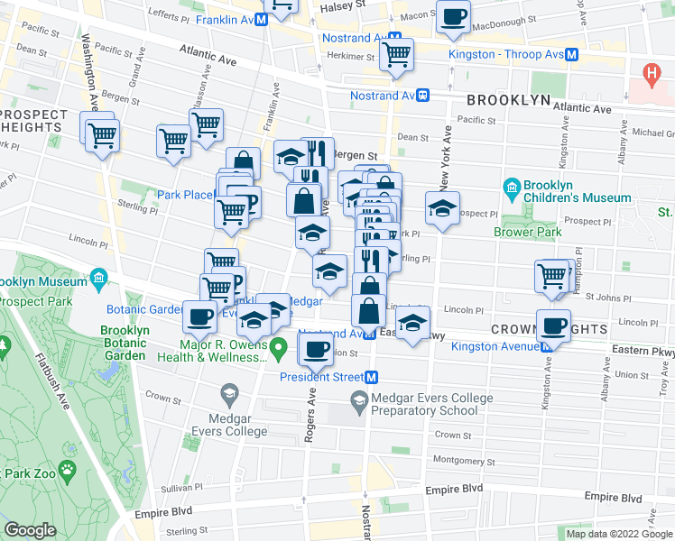 map of restaurants, bars, coffee shops, grocery stores, and more near in Brooklyn