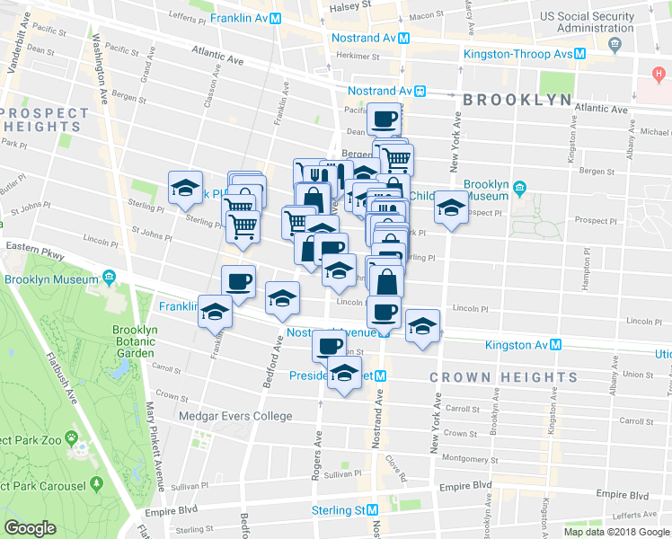 map of restaurants, bars, coffee shops, grocery stores, and more near in Brooklyn