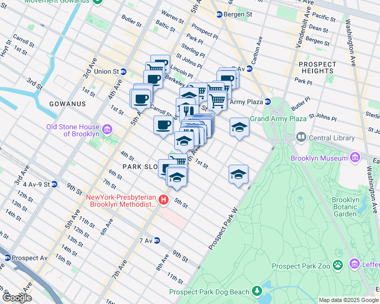 map of restaurants, bars, coffee shops, grocery stores, and more near in Brooklyn