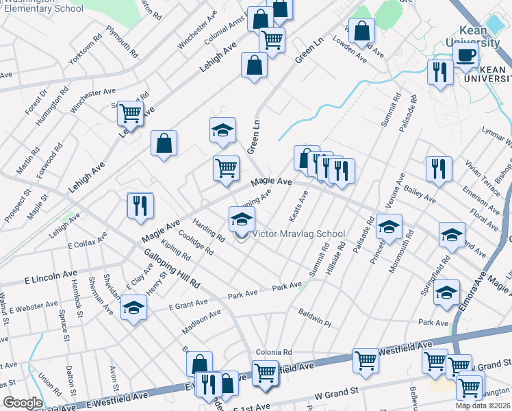 map of restaurants, bars, coffee shops, grocery stores, and more near 200 Browning Avenue in Elizabeth