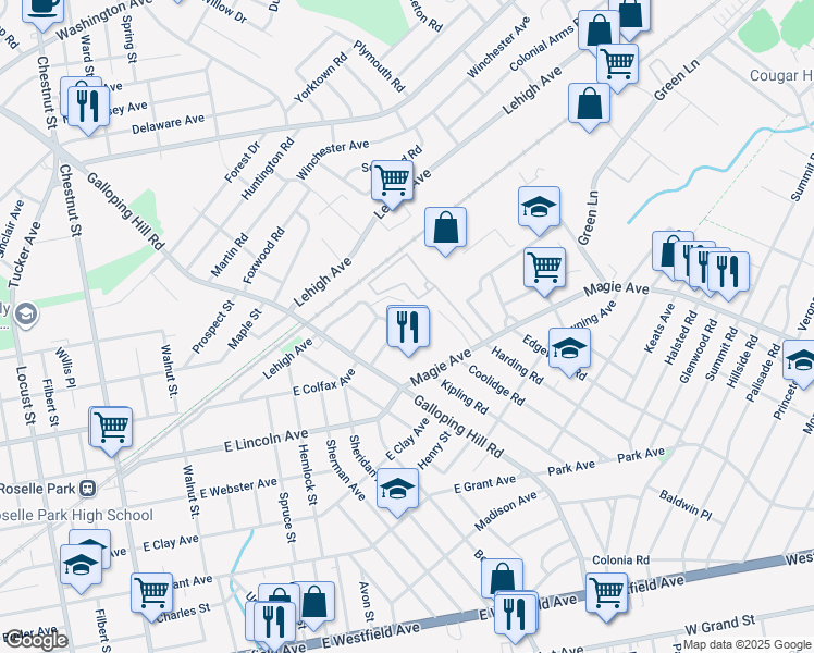 map of restaurants, bars, coffee shops, grocery stores, and more near 346 Patricia Court in Union