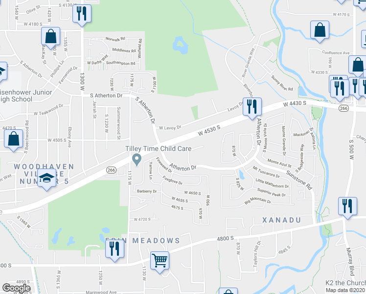 map of restaurants, bars, coffee shops, grocery stores, and more near 1018 Atherton Drive in Taylorsville